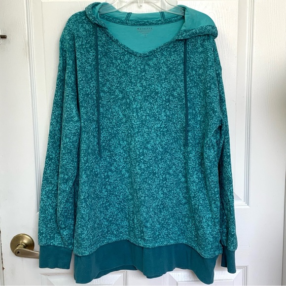 Athleta Sundown Alliance Hoodie Sweatshirt Small Flower Blue Texture Borealis - Picture 4 of 8
